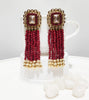E0131_  Classy Crystal  chain drop earring studded with American Diamond stones with a touch of pearls.