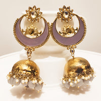 E0140_Gorgeous meenakari jumkas with delicate meena work embellished with beads.