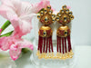 E0133_Classy crystal chain drop earring with delicate kundan work with a touch of pearls.