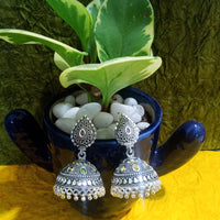 E0312_Premium  German silver Oxidized jumkas.