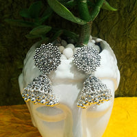 E0310_Premium  German silver Oxidized jumkas.
