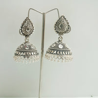 E0312_Premium  German silver Oxidized jumkas.