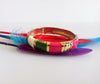 B073_Classy Style multi color & golden Colored Designed Meena Pital Enamel Bangles with base color Golden(Free Size)