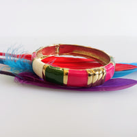 B073_Classy Style multi color & golden Colored Designed Meena Pital Enamel Bangles with base color Golden(Free Size)