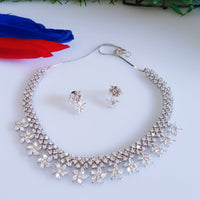 N099_Elegant floral design American Diamond  choker necklace set.