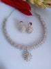 N0101_1 Elegant American Diamond  choker necklace set with floral design.