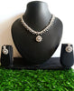 N0101_1 Elegant American Diamond  choker necklace set with floral design.