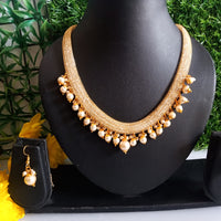 N0112_ Gorgeous necklace set with a touch of stones and pearls.