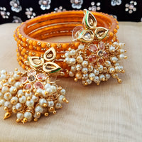 E0343_Classy stones studded earrings along with pearls (medium size).