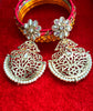 E0349_Classy danglers studded with stones along with pearls (medium size hangings).