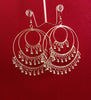 E0365_ Elegant German Silver oxidized layer hoop earrings with bead drops (larger size hangings).