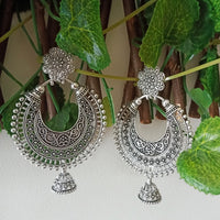 E0382_ Smashing German Silver oxidized crafted danglers with  jumka  drops (medium size).