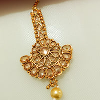 M04_Gorgeous American diamond studded Gold base color Maang Tika.