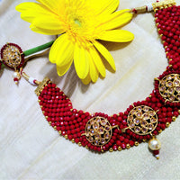N070_Gorgeous Crystal Choker Necklace with delicate Kundan work embellished with pearls.