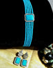 N0118_Classy sky blue color crystal choker necklace set studded  with  American diamond stones.