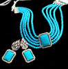 N0118_Classy sky blue color crystal choker necklace set studded  with  American diamond stones.