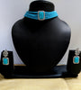 N0118_Classy sky blue color crystal choker necklace set studded  with  American diamond stones.