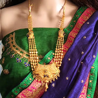 N0138_Gorgeous Gold plated  layered necklace with peacock design.
