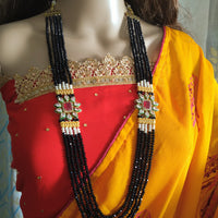 N0128_Gorgeous black Crystal necklace set studded with kundan stones.