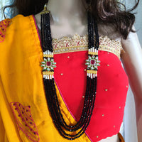 N0128_Gorgeous black Crystal necklace set studded with kundan stones.