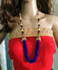 N0131_Gorgeous  blue color Crystal necklace set studded with stones with a touch of pearls & beads.