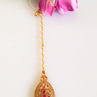 M05_Gorgeous American diamond studded Gold base color Maang Tika.