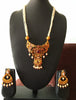 N0151_Elegant Matte Gold polish Temple jewelry style  Necklace set studded with pink ruby stones.