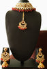 N0153_Classy Elaborated choker necklace set studded  with  Kundan stones with a touch of maroon beads & pearls.