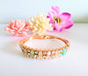 B0112_Elegant  metal base color  bracelet studded with multi color stones (Free size).