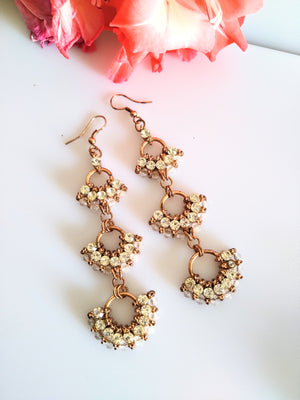 E0431_Gorgeous danglers studded with stones with a touch of crystals (long hangings).