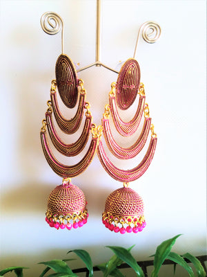 E0392_Gorgeous danglers  with jumka drop (long hanging).