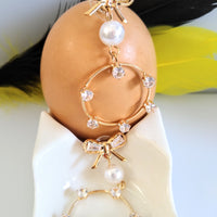 E0399_Gorgeous  bow ribbon shaped earrings studded with stones  (ear drop hangings).