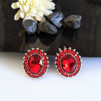 E0403_Classy stud studded with wine red color stones.