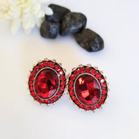 E0403_Classy stud studded with wine red color stones.