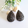 E0412_Classy stud teardrop shaped earring with touch of black color stones.