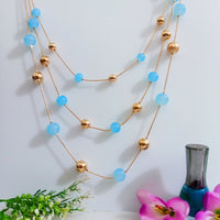 N0168_Vibrant Glossy colored  layered bead Necklace.