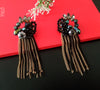 E0481_Trendy chain drop danglers with a touch of shiny stones and beads(long hanging)