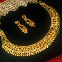 N0177_ Gorgeous Traditional style Designer Gold plated necklace set with fine craft work of floral designs.