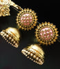 E0872_Classy light weight large in size earring with delicate work of pearl & high quality American diamond studded & Meenakari work.