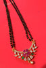 N0181_Elegant style mangalsutra with fine floral design studded with American Diamond stones with a touch of pink and green ruby stones.