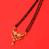 N0183_Elegant style mangalsutra with beautiful peacock design pendant studded with American Diamond stones with a touch of pink and green ruby stones.