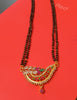 N0184_Elegant style mangalsutra with beautiful leafy design pendant studded with American Diamond stones with a touch of pink and green ruby stones.