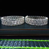 B020_S_Classy Style Silver plated Bangles studded with American Diamond stones set of 2