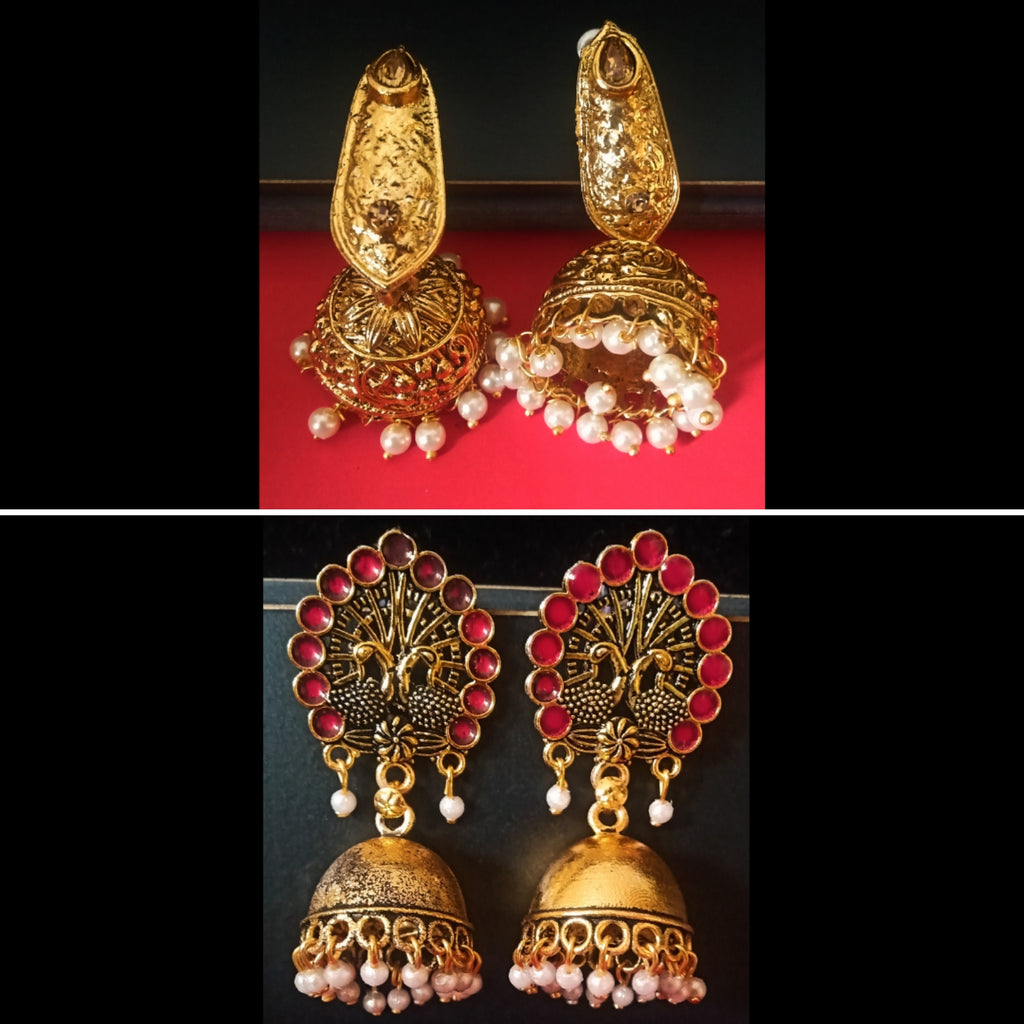 E0516_ Combo vibrant jumkas with a touch of dazzling stones and beads.