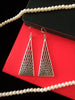 E0521_ Stylish German Silver oxidized crafted triangle shaped earring with delicate art work (medium size).