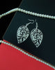 E0525_German Silver oxidized crafted leaf earring with delicate art work of leaf patterns   (medium size).