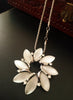 N0215_Classic German Silver Oxidized necklace with shiny floral pendant with delicate work of stones.