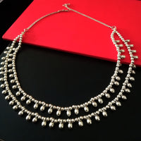 N0213_Classic German Silver Oxidized layered necklace with shiny bead work.
