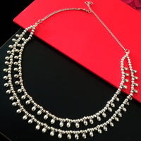 N0213_Classic German Silver Oxidized layered necklace with shiny bead work.