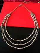 N0208_Gorgeous German Silver Oxidized layered bead necklace with small side pendant beads with floral design.